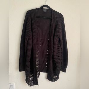 Torrid Black Distressed Knit Cardigan